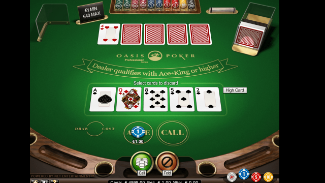 Характеристики слота Oasis Poker Professional Series 1